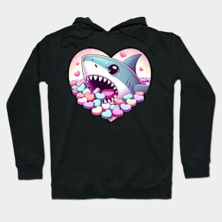 Shark eating valentines candies Hoodie